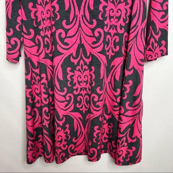 SOL R.H.R. Pink Charcoal Perfection Fleur De Floof Stretch 3/4 Sleeve Pocket Dre - Picture 3 of 14